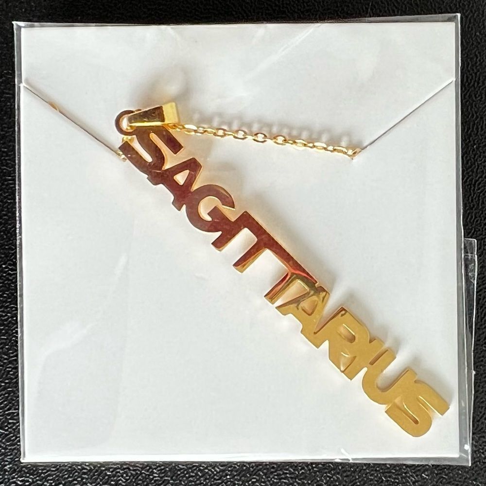 Gold Personality Zodiac vertical Necklaces, Horoscope pendants Star sign